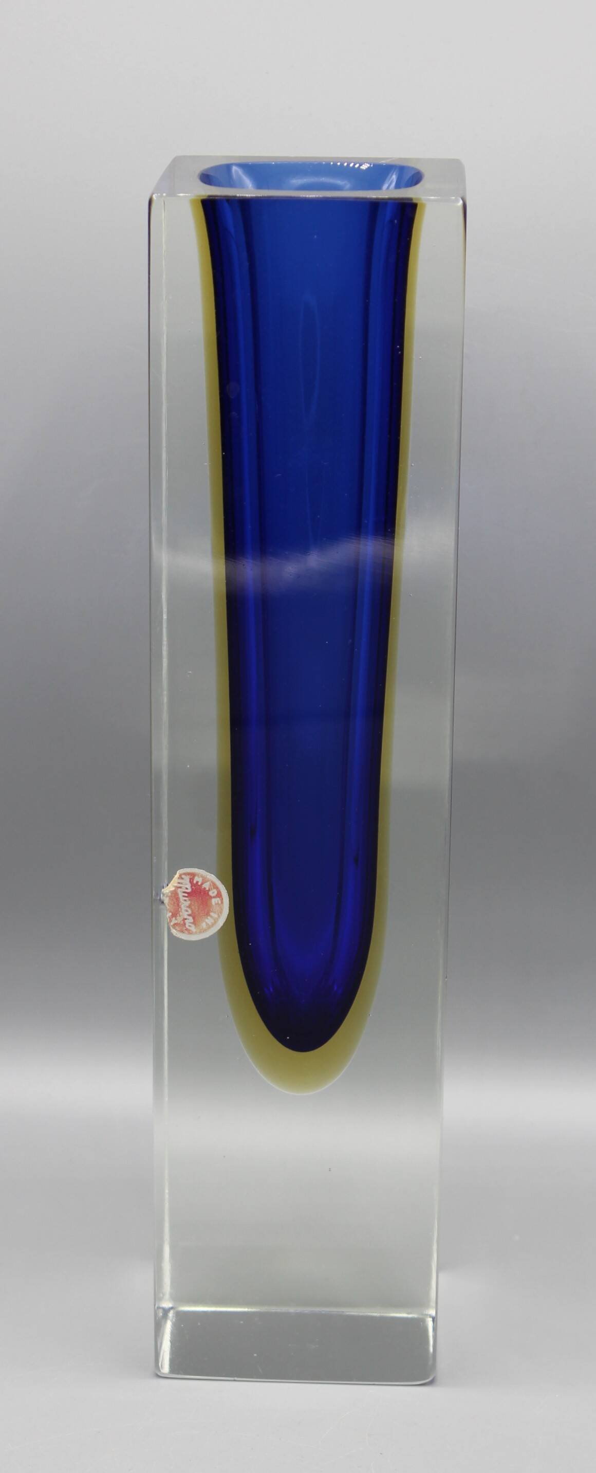 Large vintage sommerso vase murano glass flavio polished seguso italy 1970