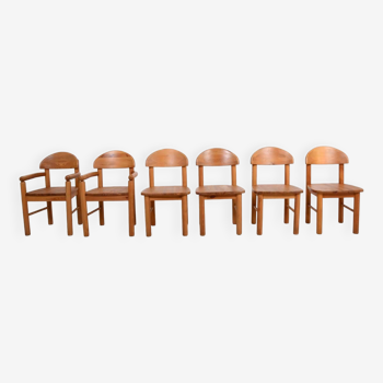 Set of 4 chairs and 2 armchairs by designer Rainer Daumiller Denmark 1970s