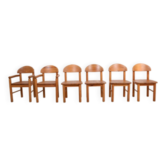 Set of 4 chairs and 2 armchairs by designer Rainer Daumiller Denmark 1970s