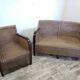 Bench seat and armchair in old rattan