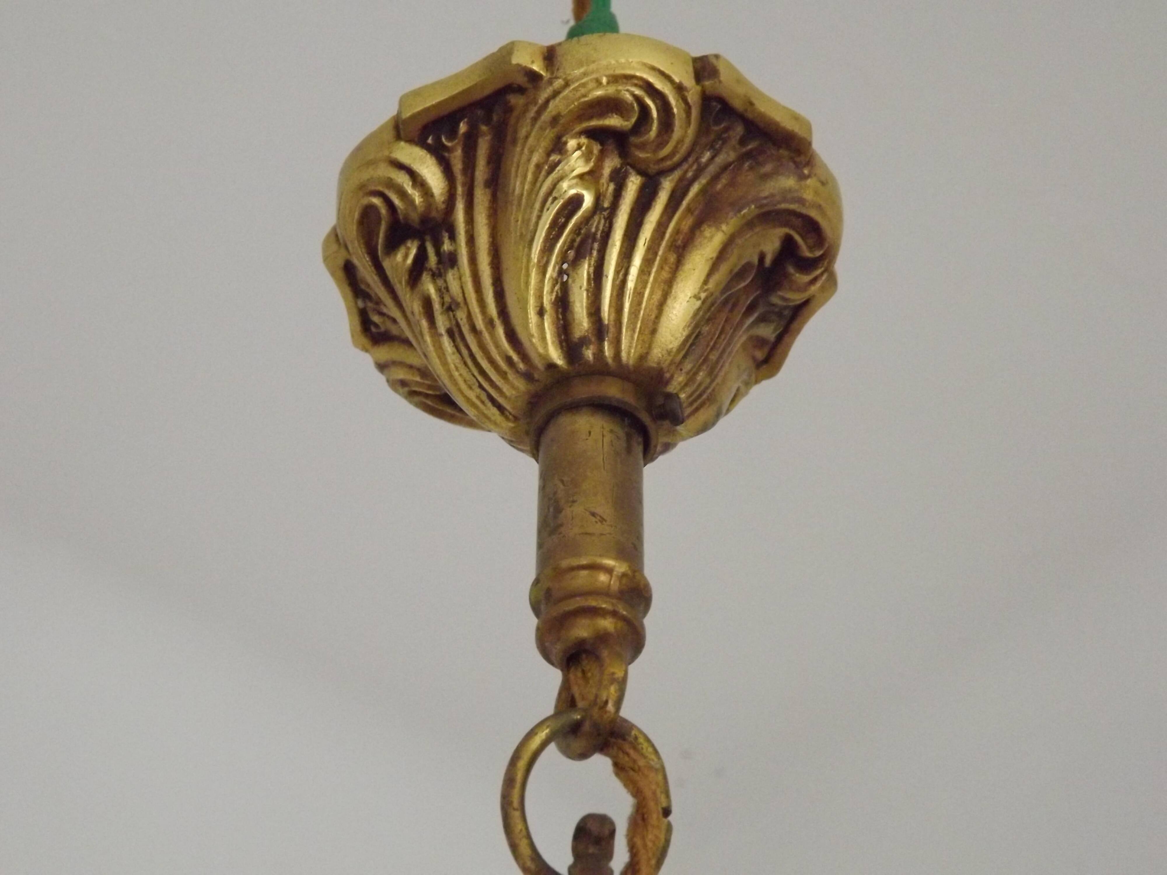 French Antique Art Nouveau Style 3-Light Quality Bronze Chandelier