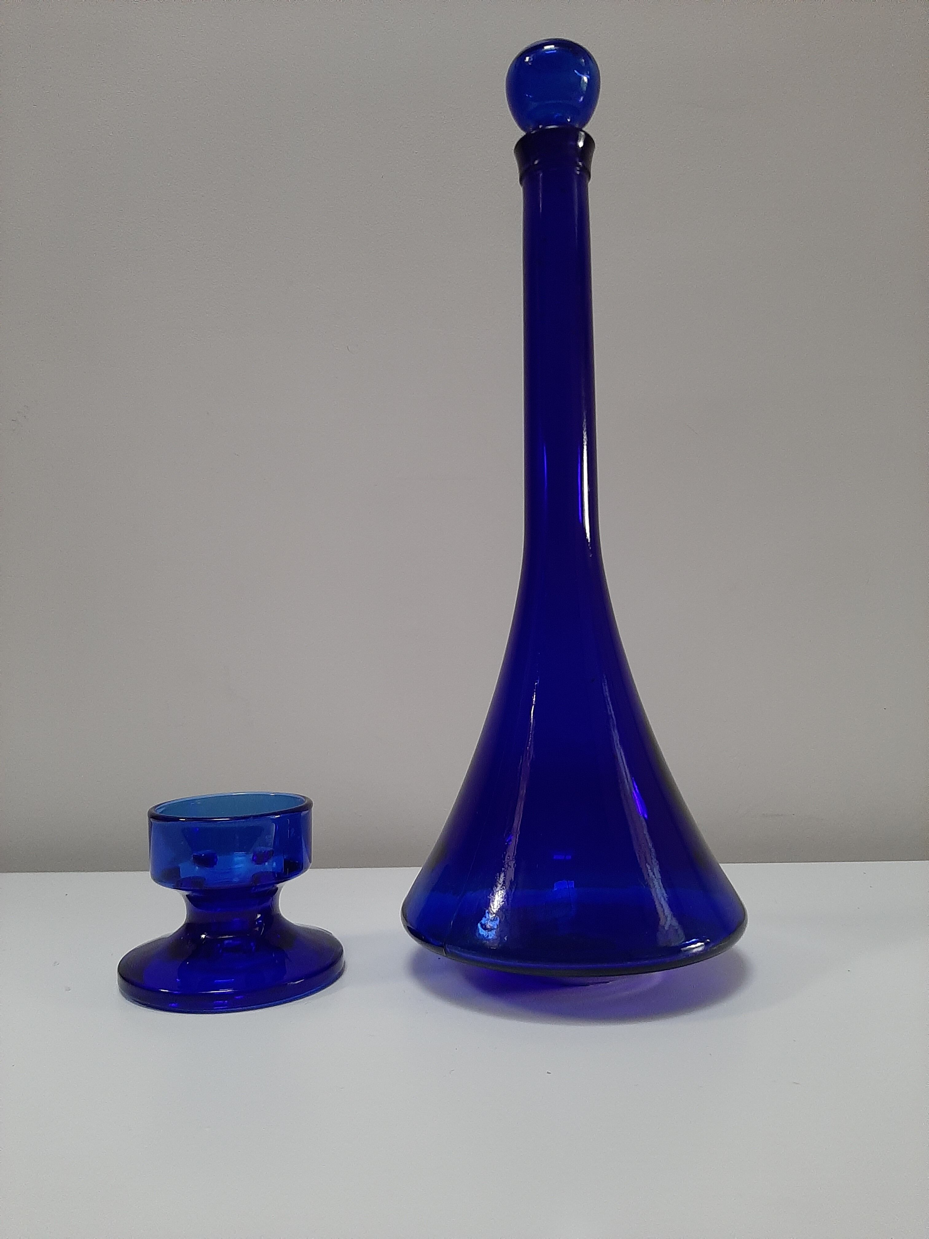 Blue glass decanter