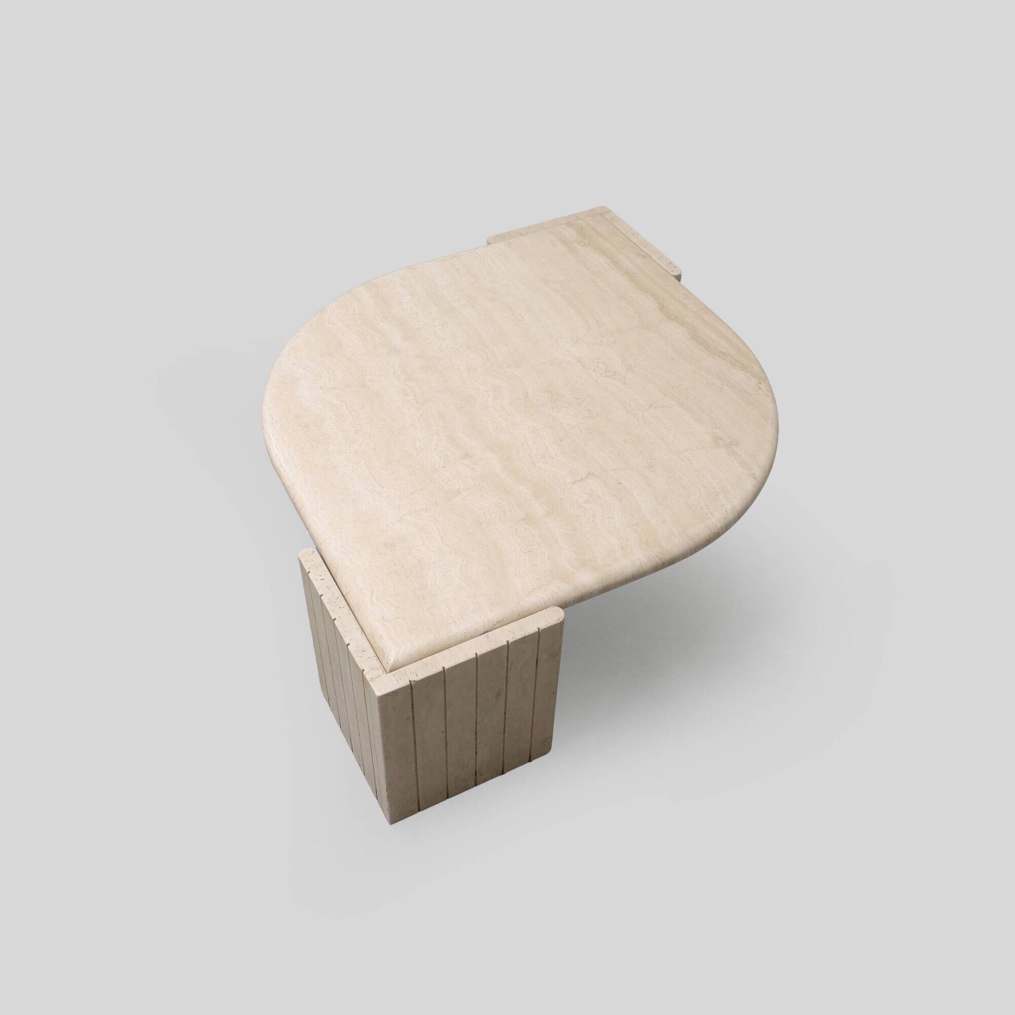 Vintage 'teardrop' travertine coffee table, Italy, 1970s.