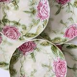 6 old plates in floral slip