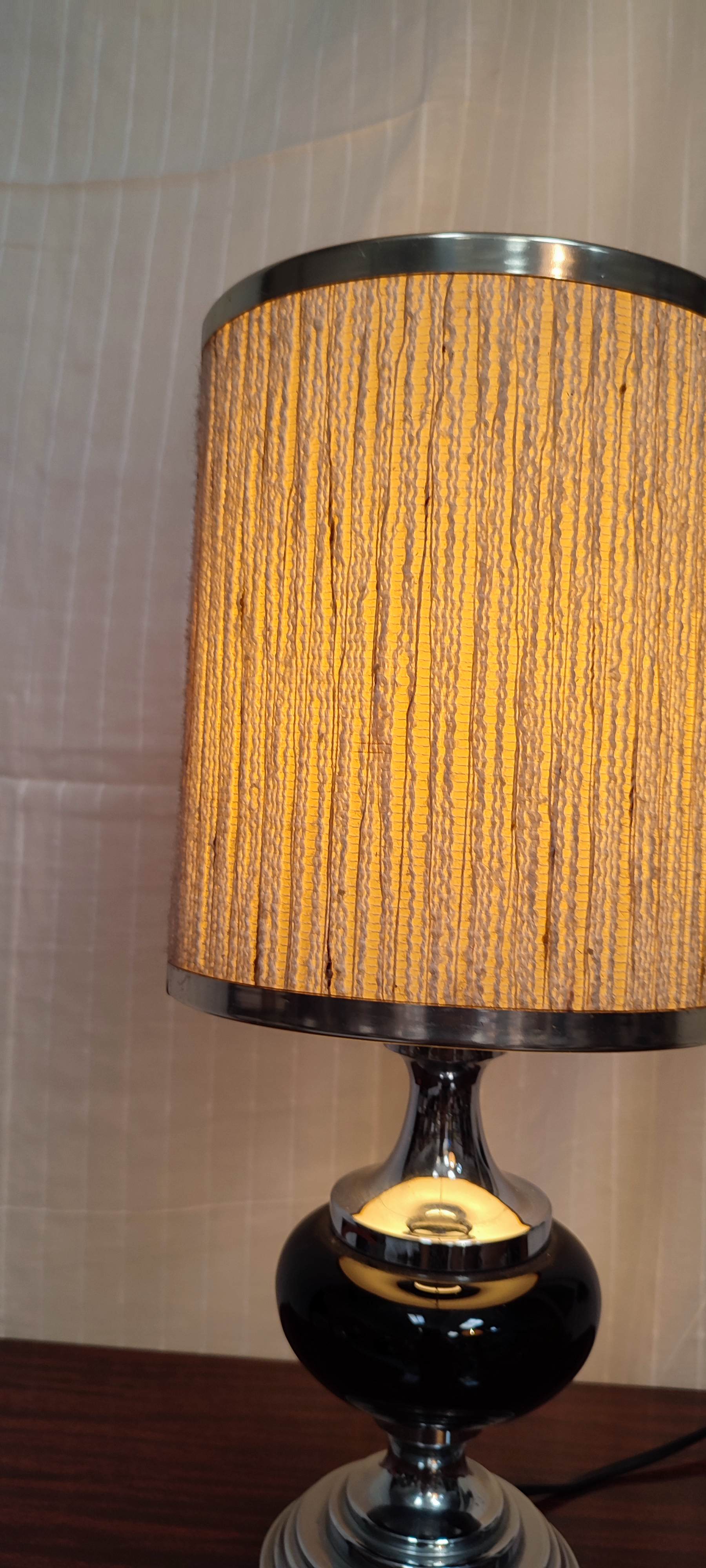 Vintage ceramic table lamp and chrome metal