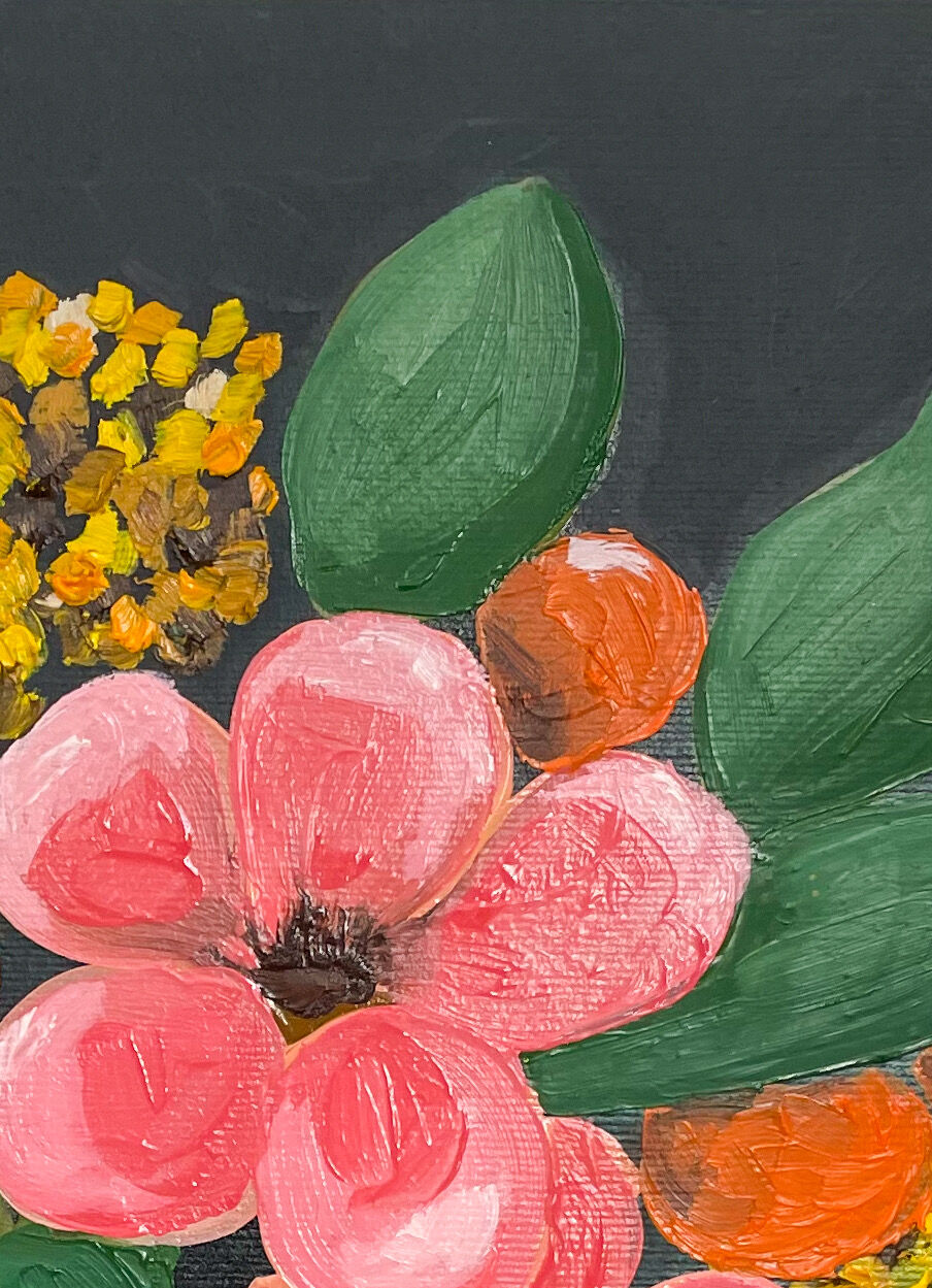 Pink and yellow vase painting