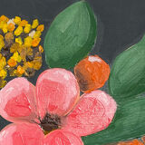 Peinture, vase rose et jaune