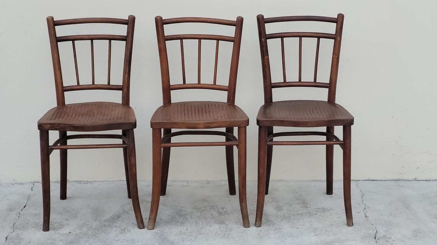 Set of 3 old Thonet bistro chairs
