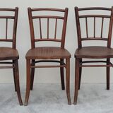 Série de 3 chaises de bistrot signé Thonet ancienne
