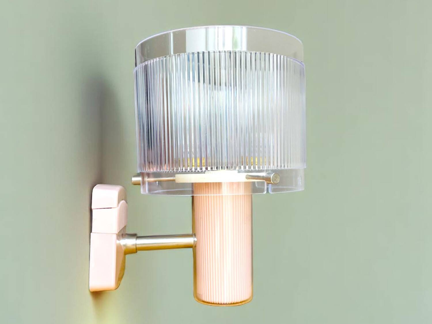 Portuguese mid century modern pink wall sconce light