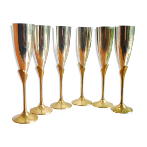 6 verres à champagne - laiton