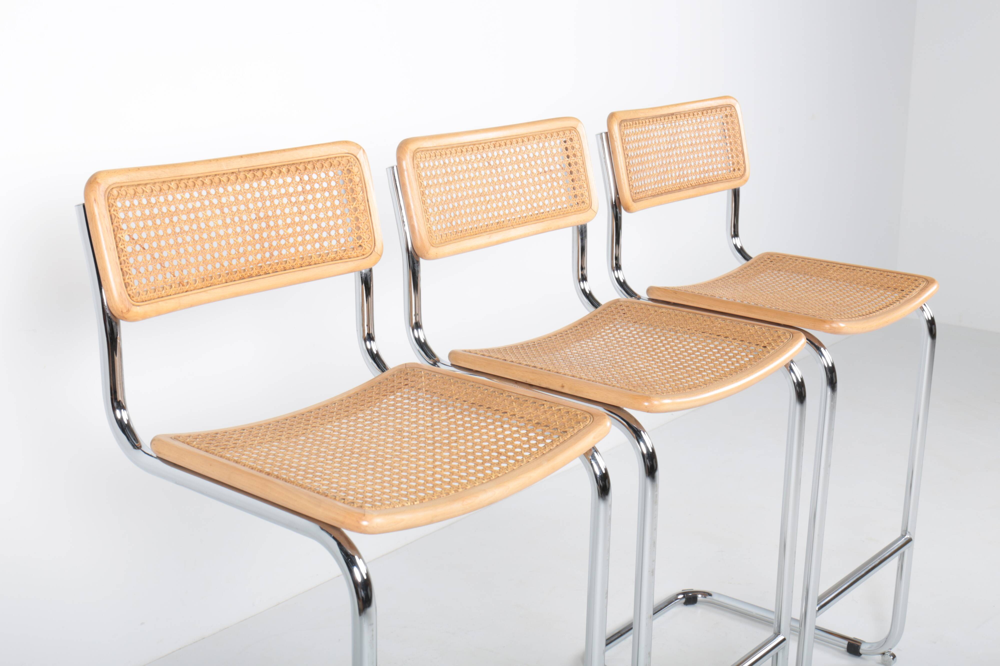 3 tabourets de bar vintage Cesca, Marcel Breuer, années 70