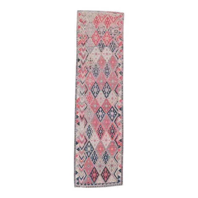 1960s Vintage Turkish Hand-Knotted Retro Runner 87x311