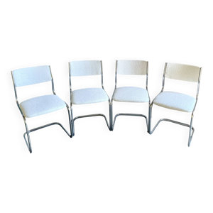 Lot de 4 chaises vintage - tissu bouclette