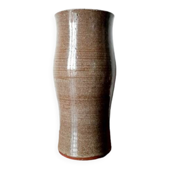 Vase diabolo en grès émaillé signé