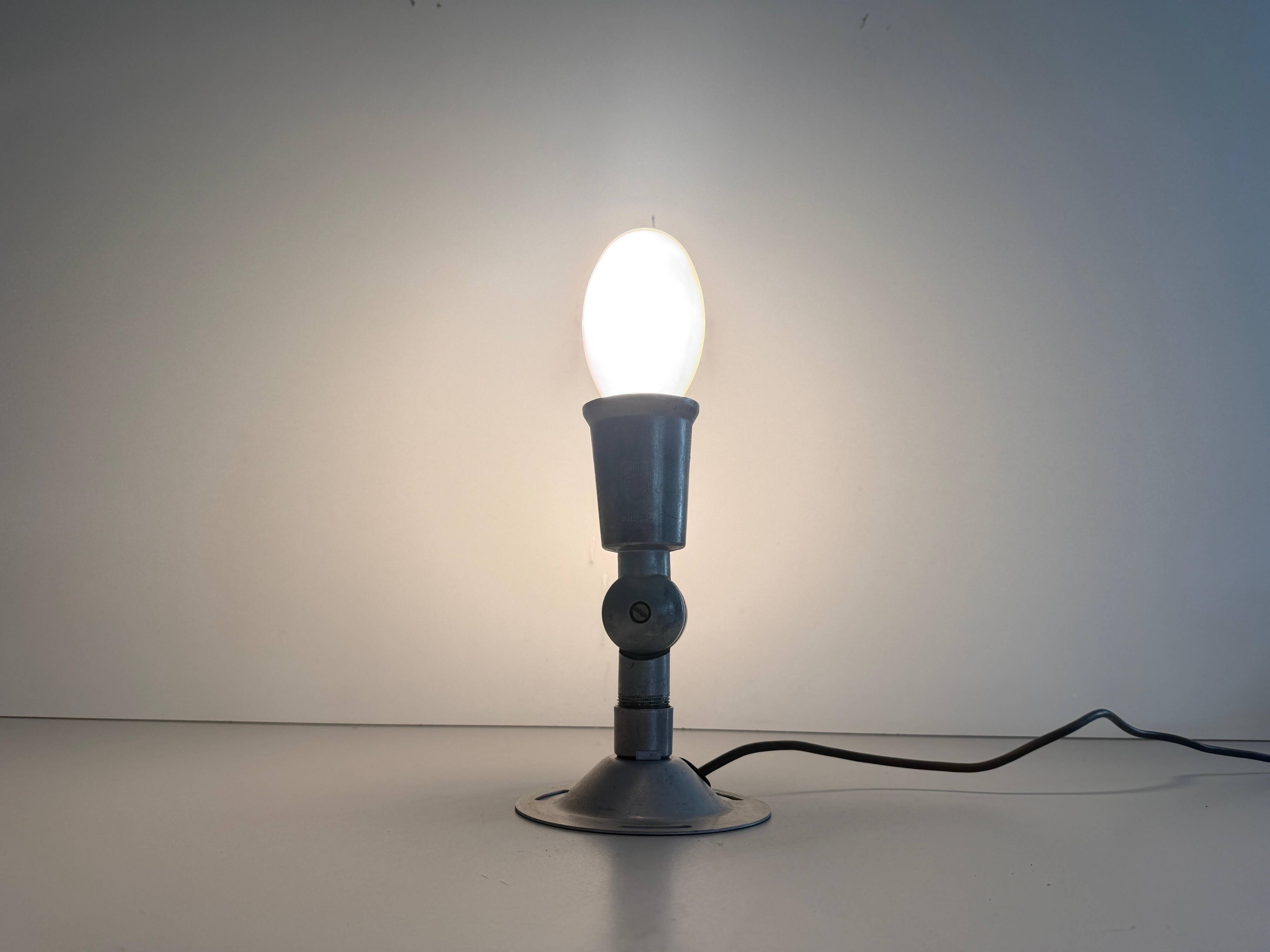 Adjustable head table lamp in aluminium by Philips, 1960s, Germany