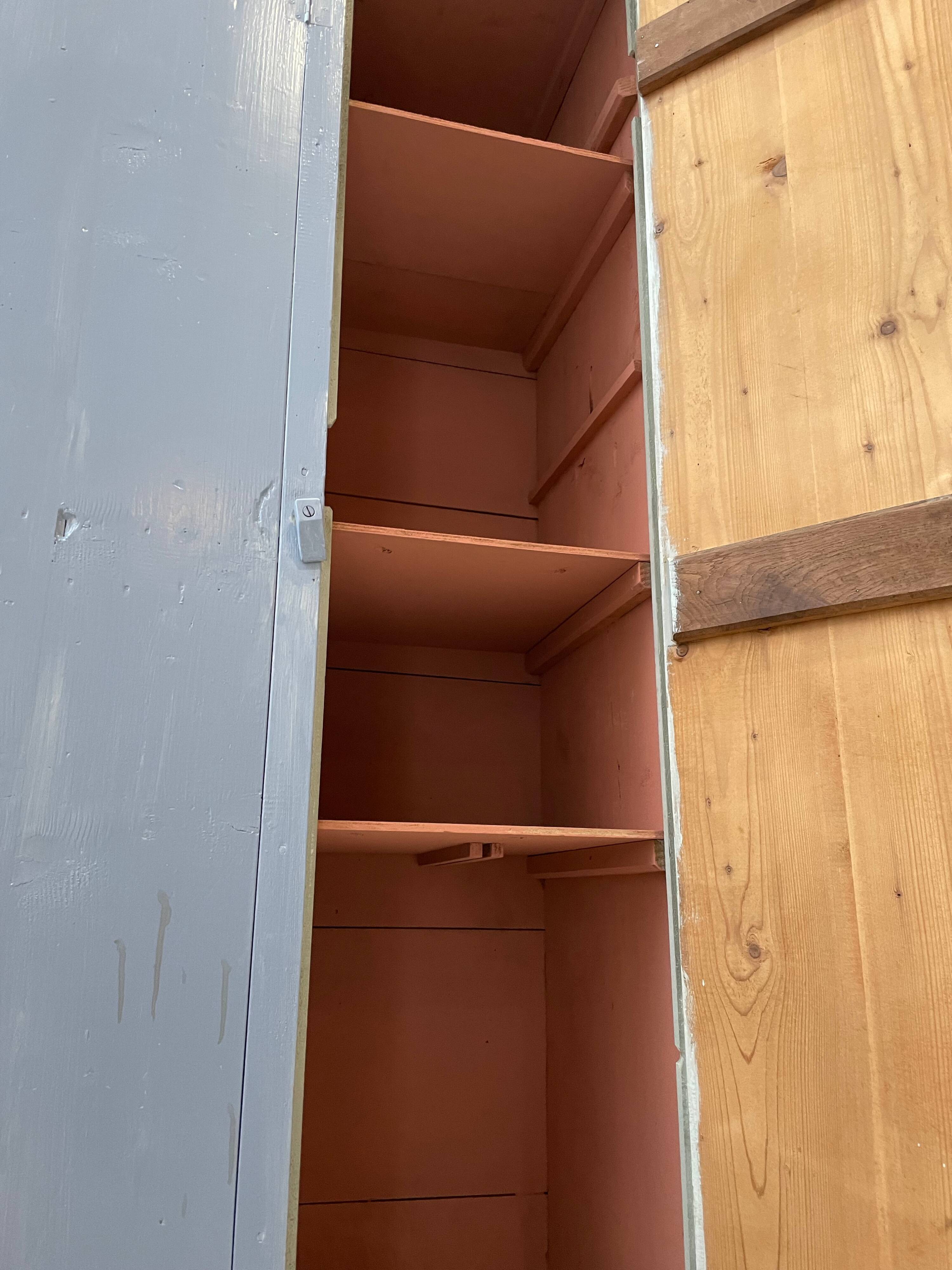 Blue patinated workshop furniture locker room