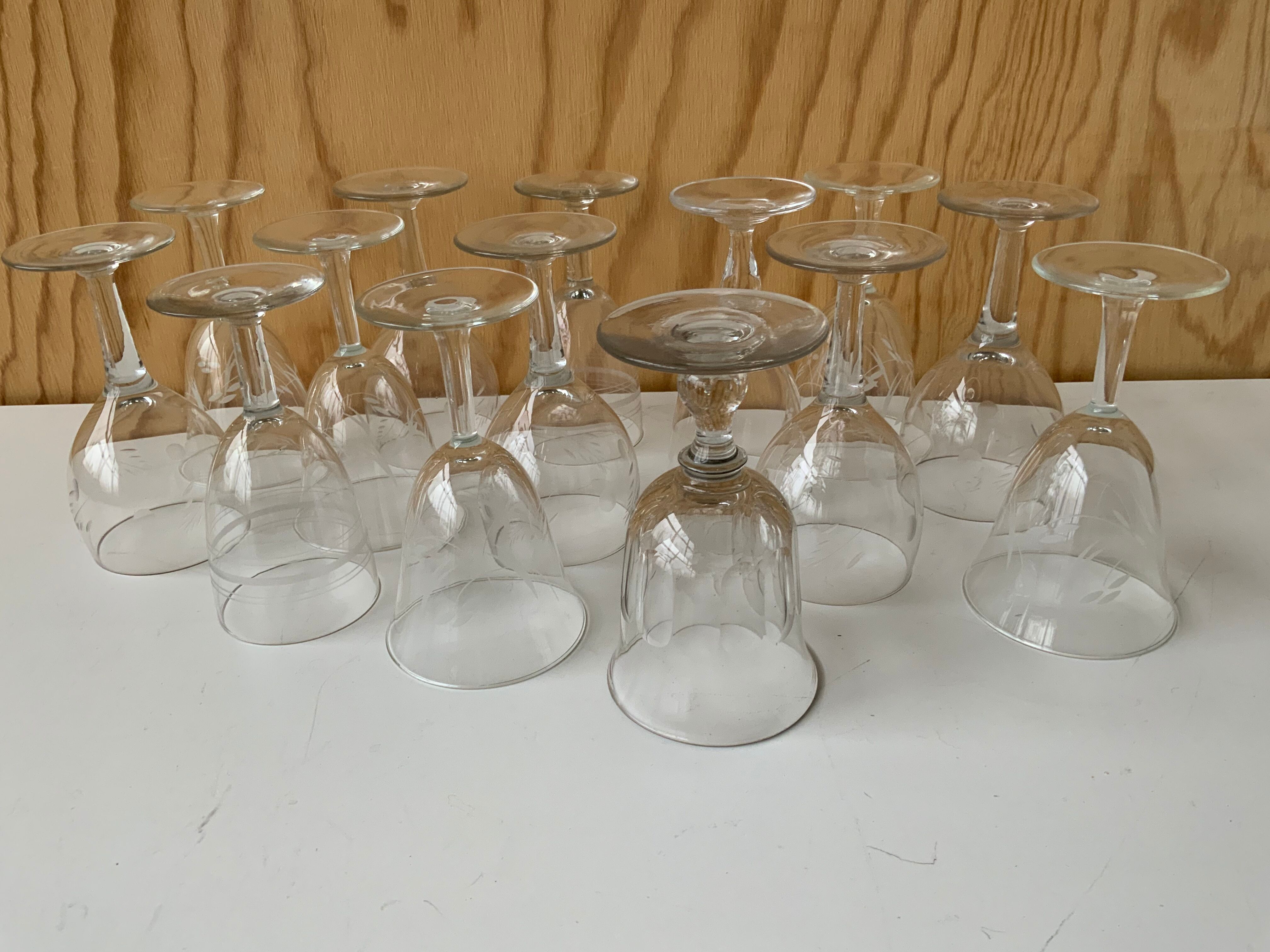 14 antique stemmed glasses