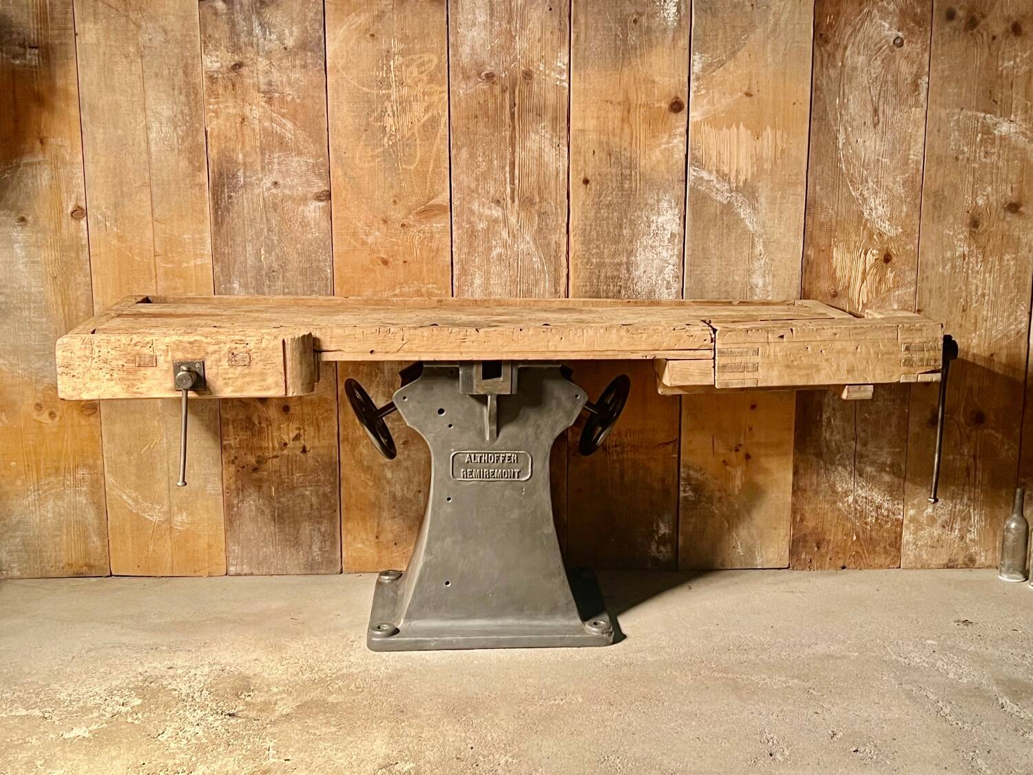 Industrial workbench with cast iron base