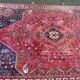 Handmade Persian rug, grey wool, knotted burgundy, 200x300cm