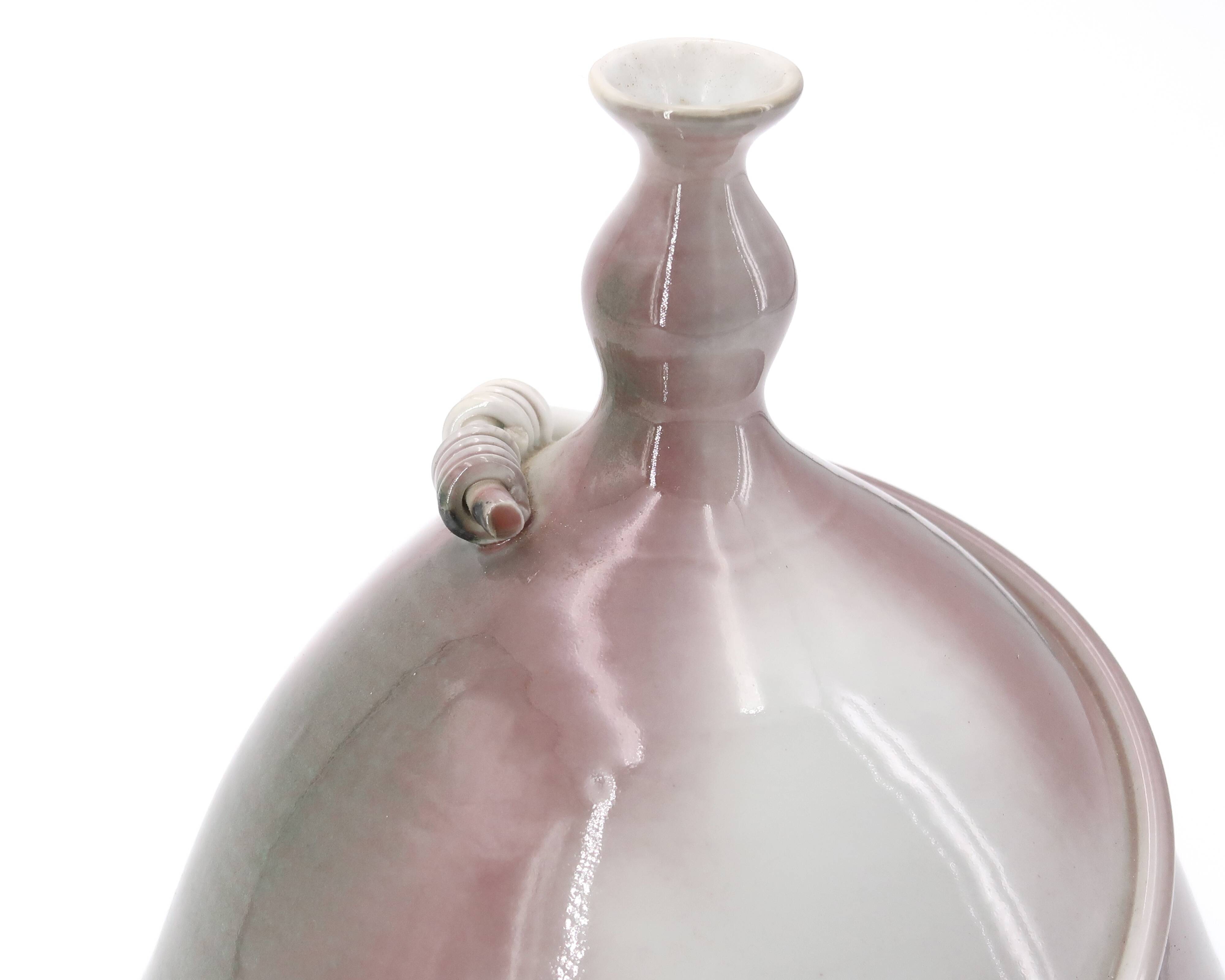 Signed spinning top vase in porcelain, 1970s