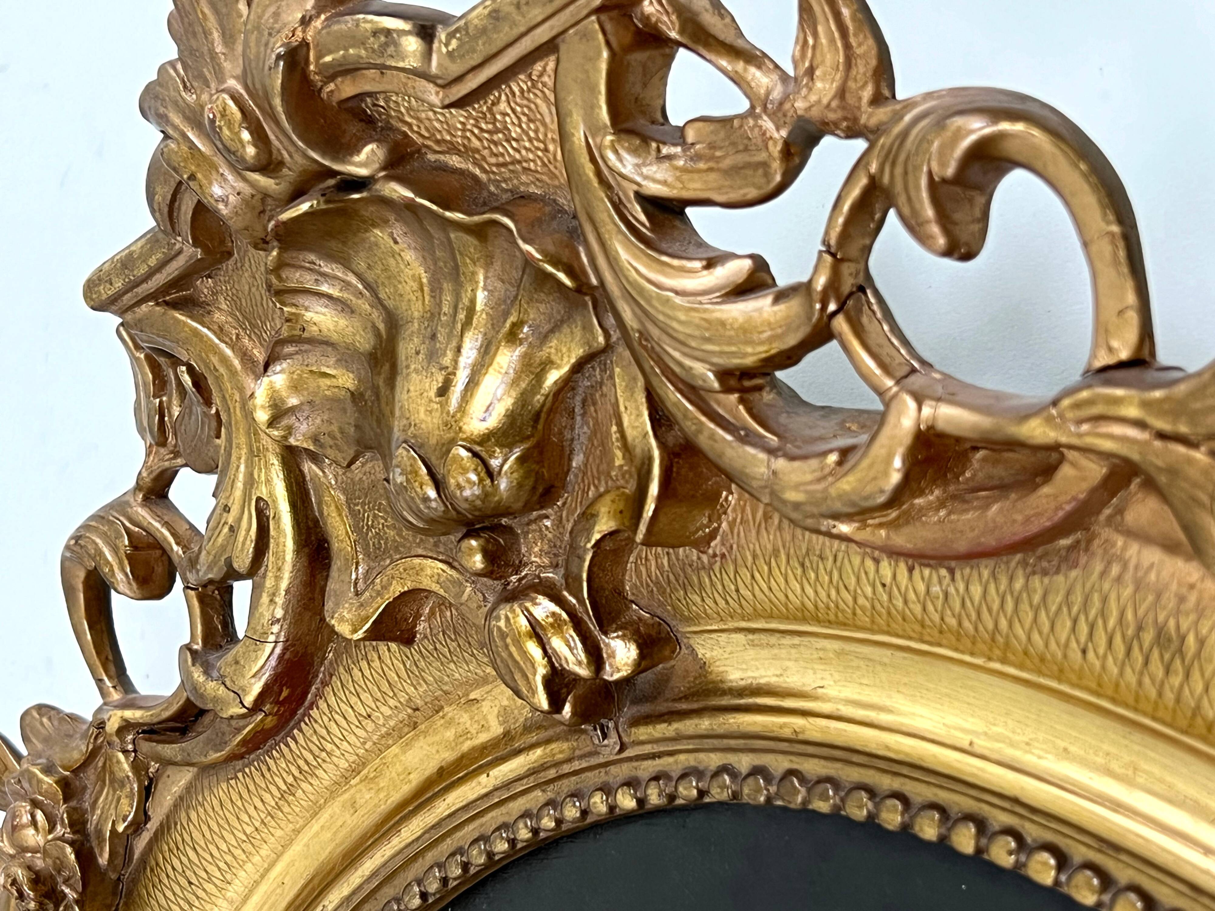 Old hst painting portrait of a man medallion golden frame louis xv style