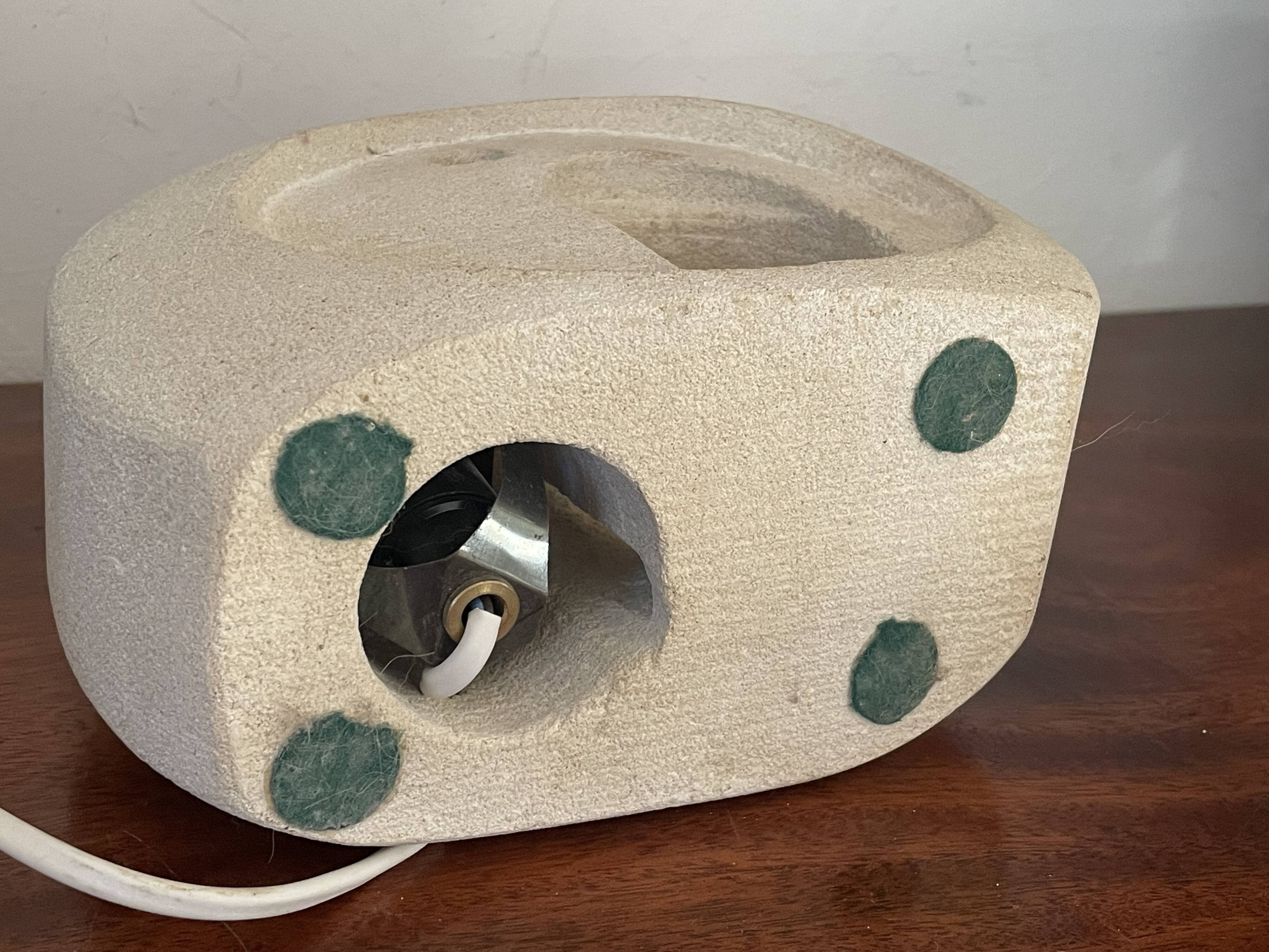 Vintage carved stone lamp signed Arsène Galisson