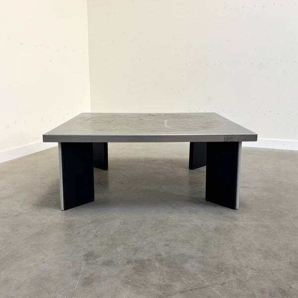 Heinz Lilienthal etched stainless steel coffee table, 1970s