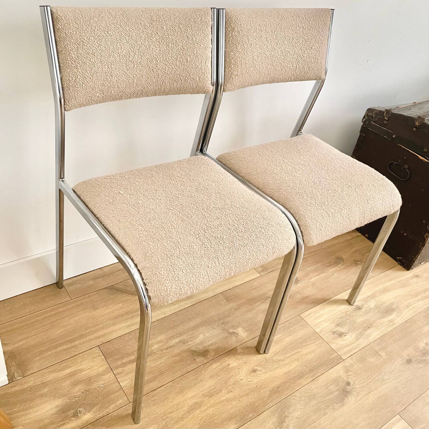 Pair of 70s chrome chairs