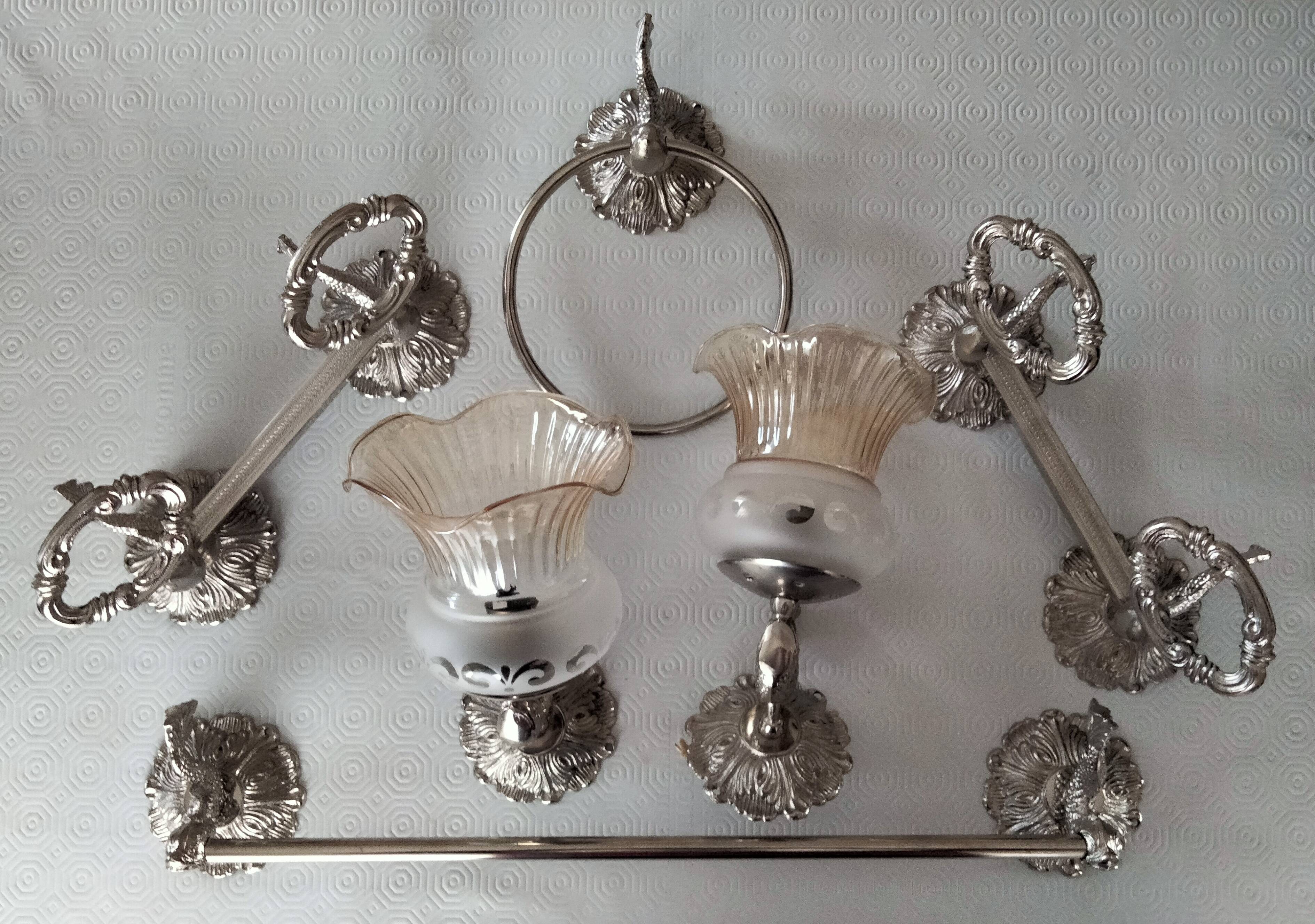 Set of old bathroom hooks