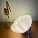 Vintage XXL art deco globe pendant light in white opaline