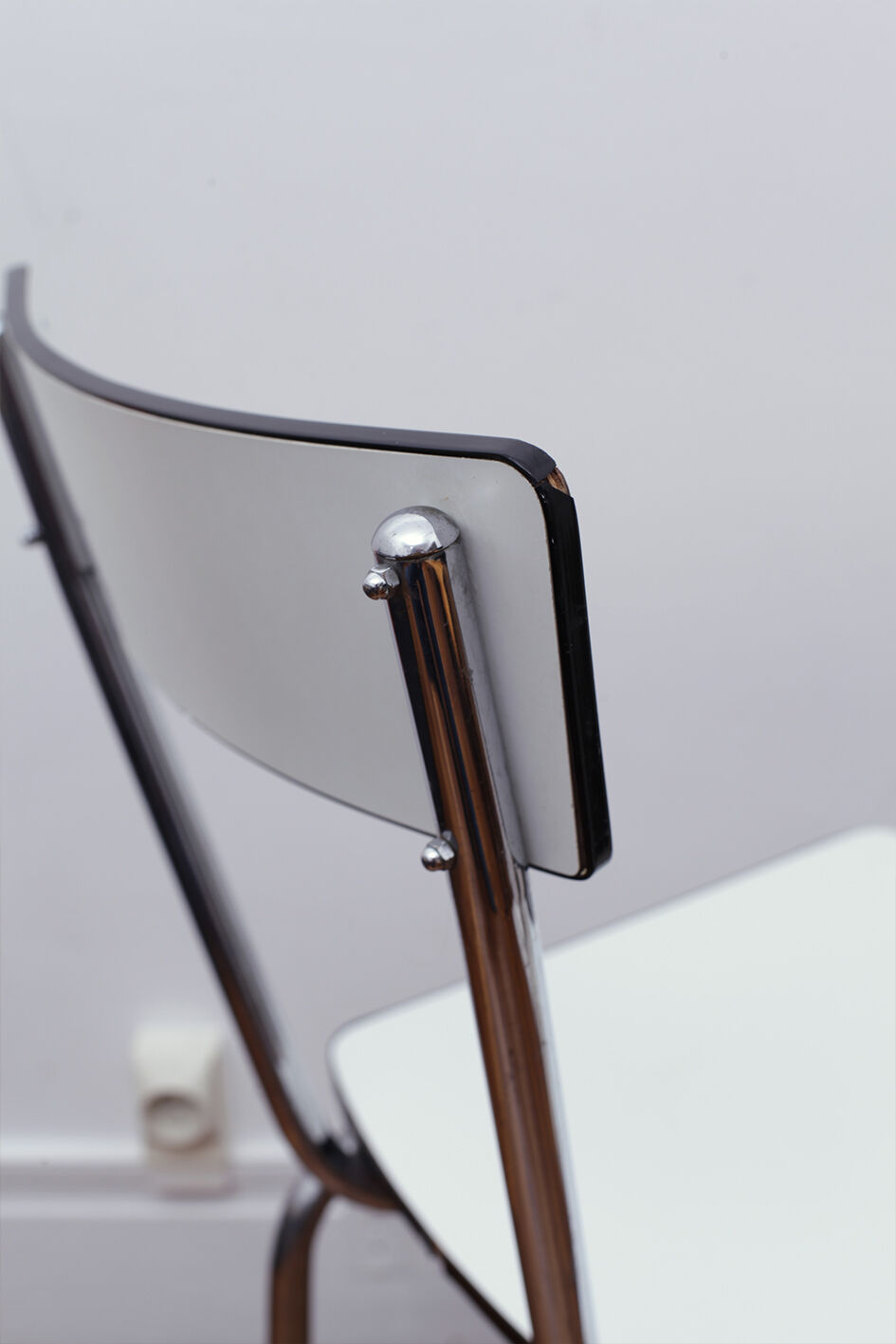 White and black formica chair 70s