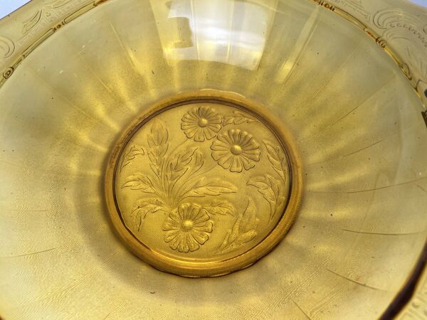 Art déco, coupe vide poche verre ambre Val Saint Lambert vers 1930