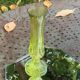 Anise green glass soliflore vase, diamond base pattern, vintage and designer