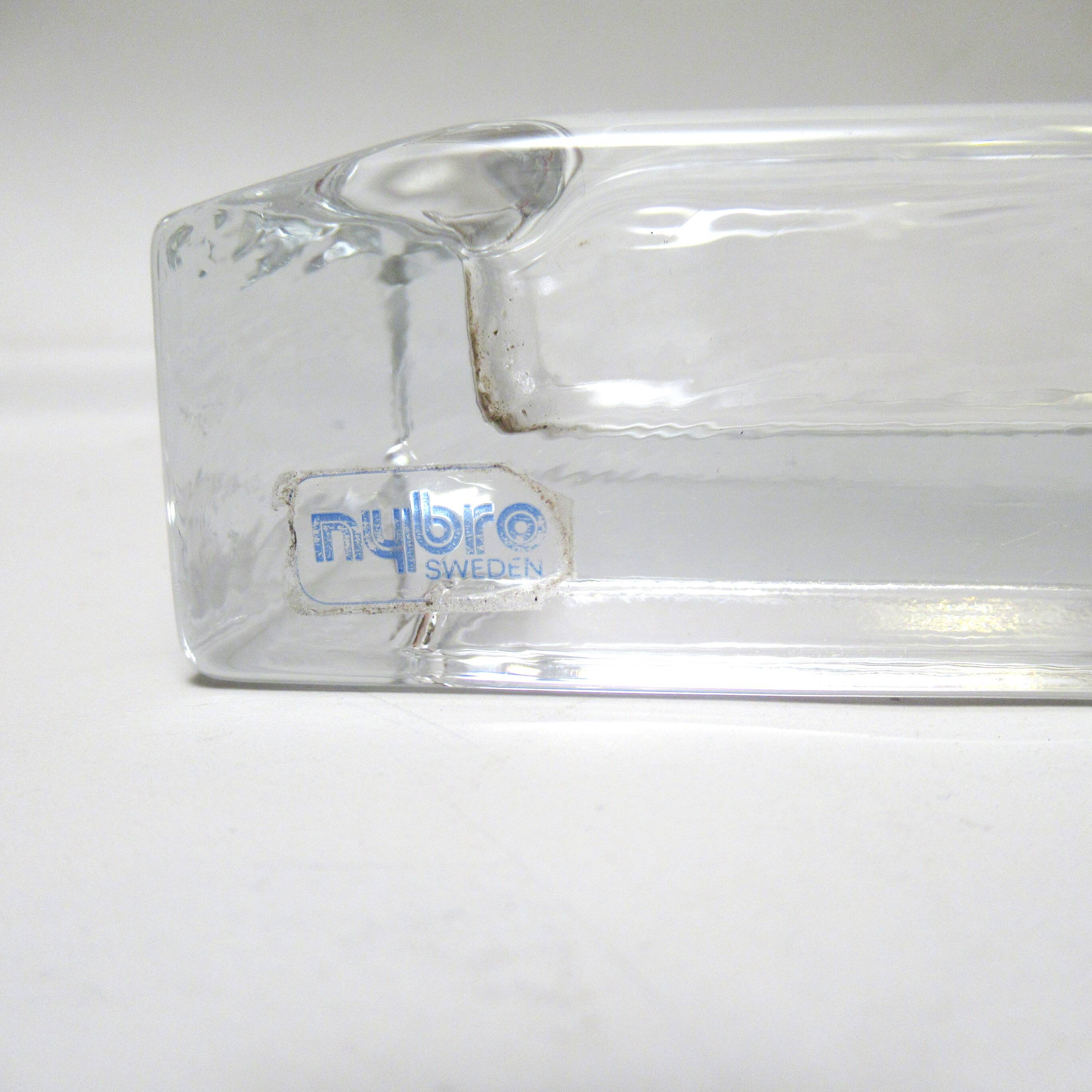 Scandinavian glass ashtray Nybro Sweden 1970