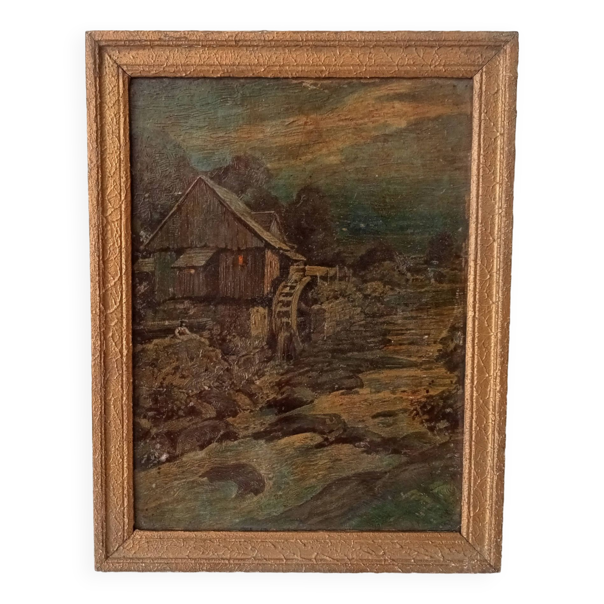 Old small format oil painting on board 19th century