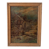 Old small format oil painting on board 19th century