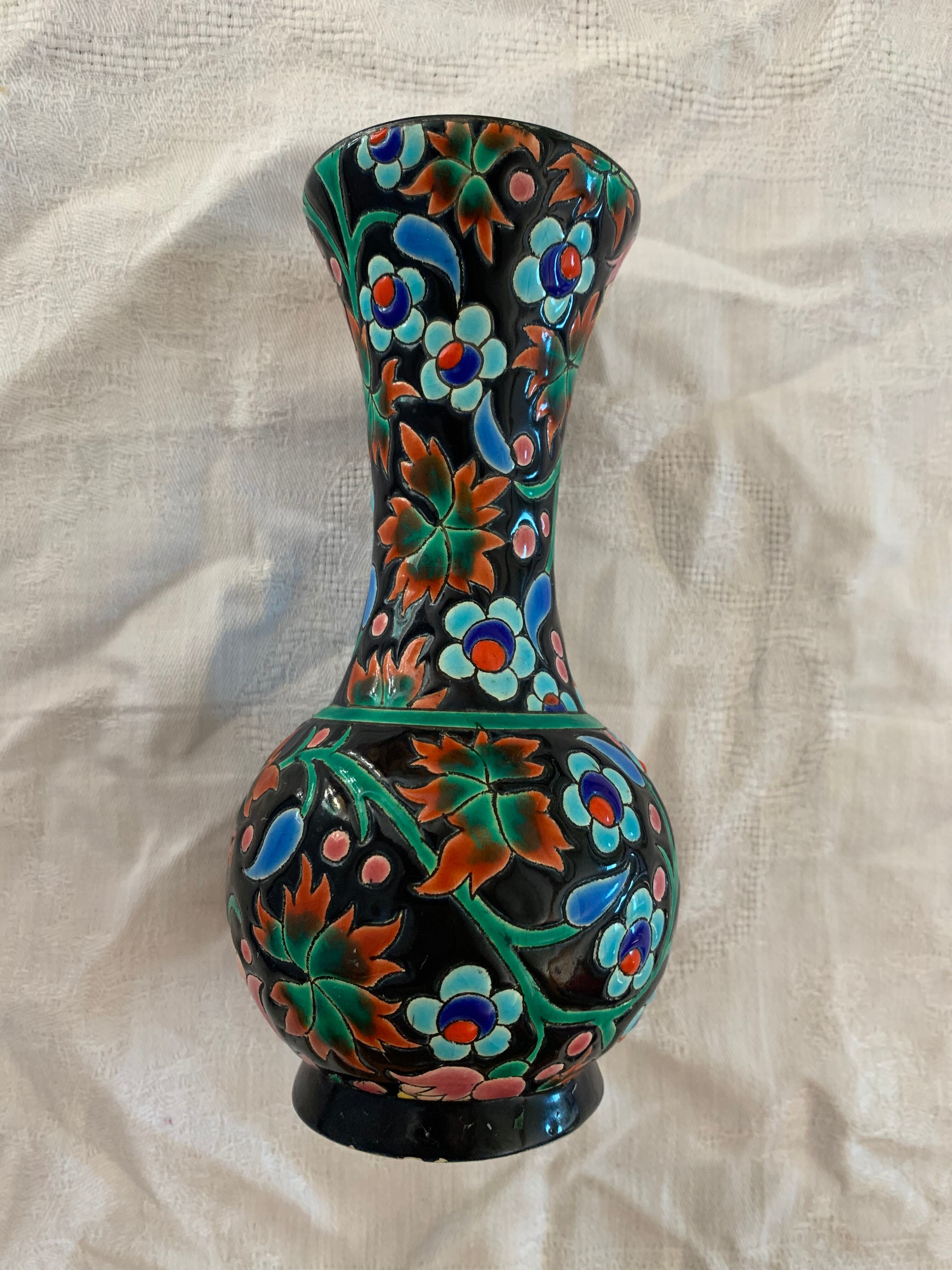 Enamel vase of Longwy