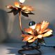 Copper lamp flowers vintage design 70s
