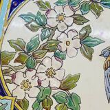 Longwy Trivet with Doorbell, Glazed Earthenware Tile and Wooden Frame