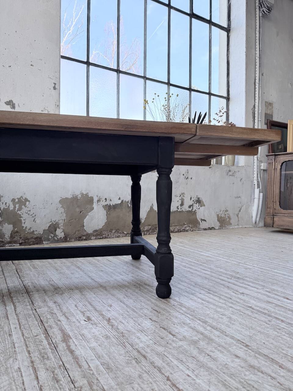 Table de ferme en chêne avec rallonges