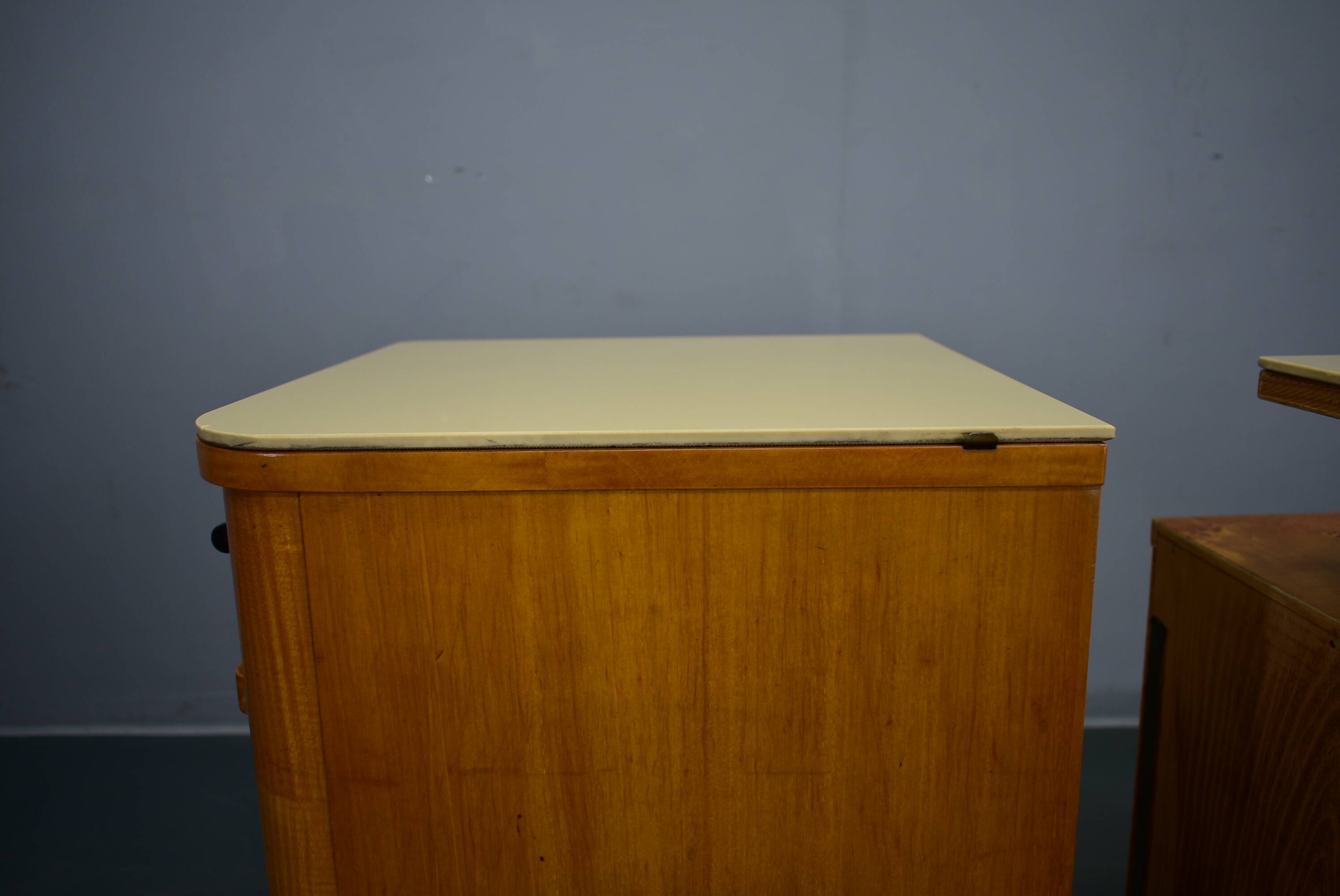 1940s set of bedside tables by Jindrich Halabala, Czechoslovakia