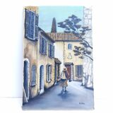 Provence village canvas painting