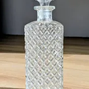Square Whisky Carafe with Diamond Point Decoration in Moulded-Cut Glass