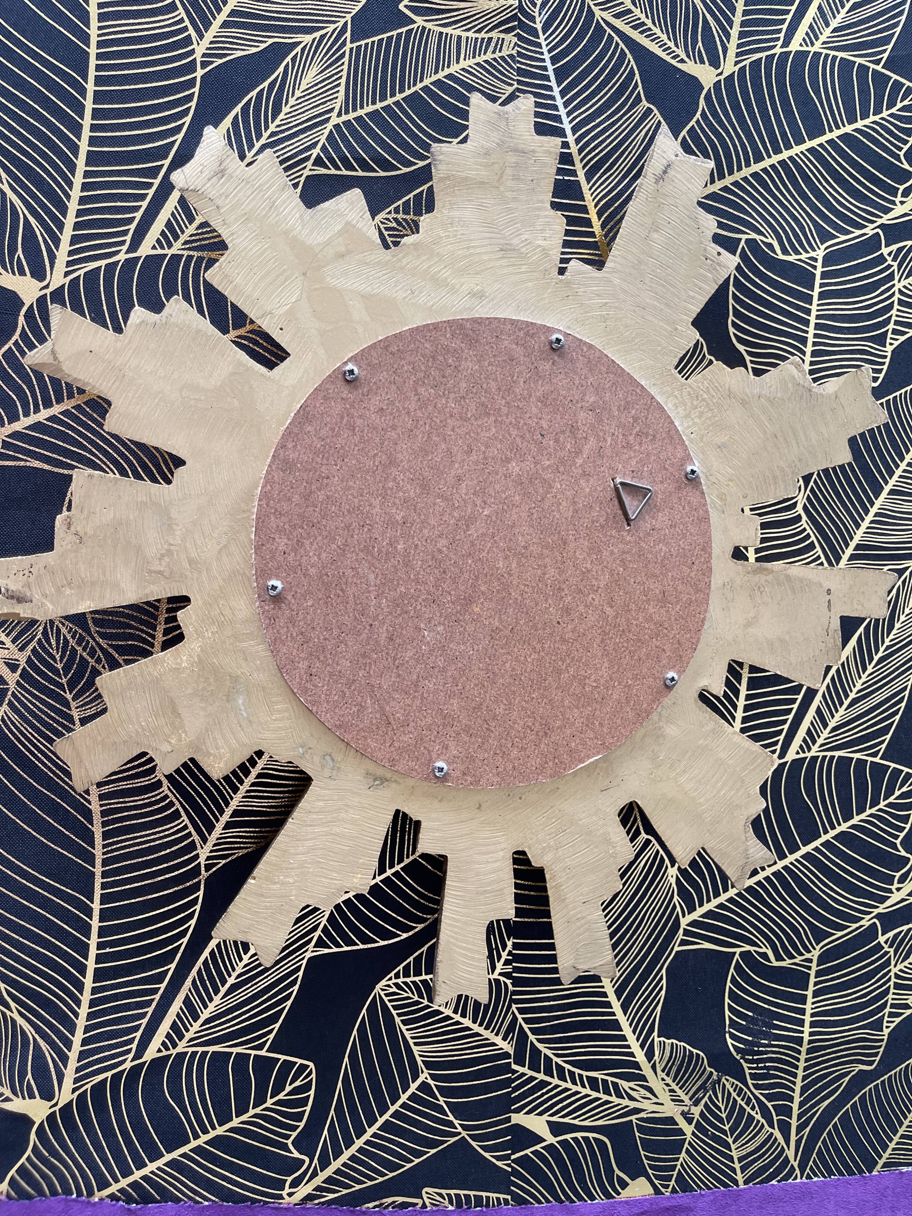 Golden wood “witch’s eye” sun mirror