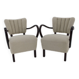 1930s Pair of Jindrich Halabala Art Deco H-237 Armchairs in Bouclé, Restored