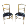 Paire de chaises en bronze doré et tissu velours