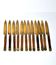 Set of 12 vintage gilded brass and wood cheese knives 1950 Coutelier Martin