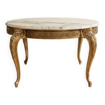 Table basse style Baroque marbre et bois doré