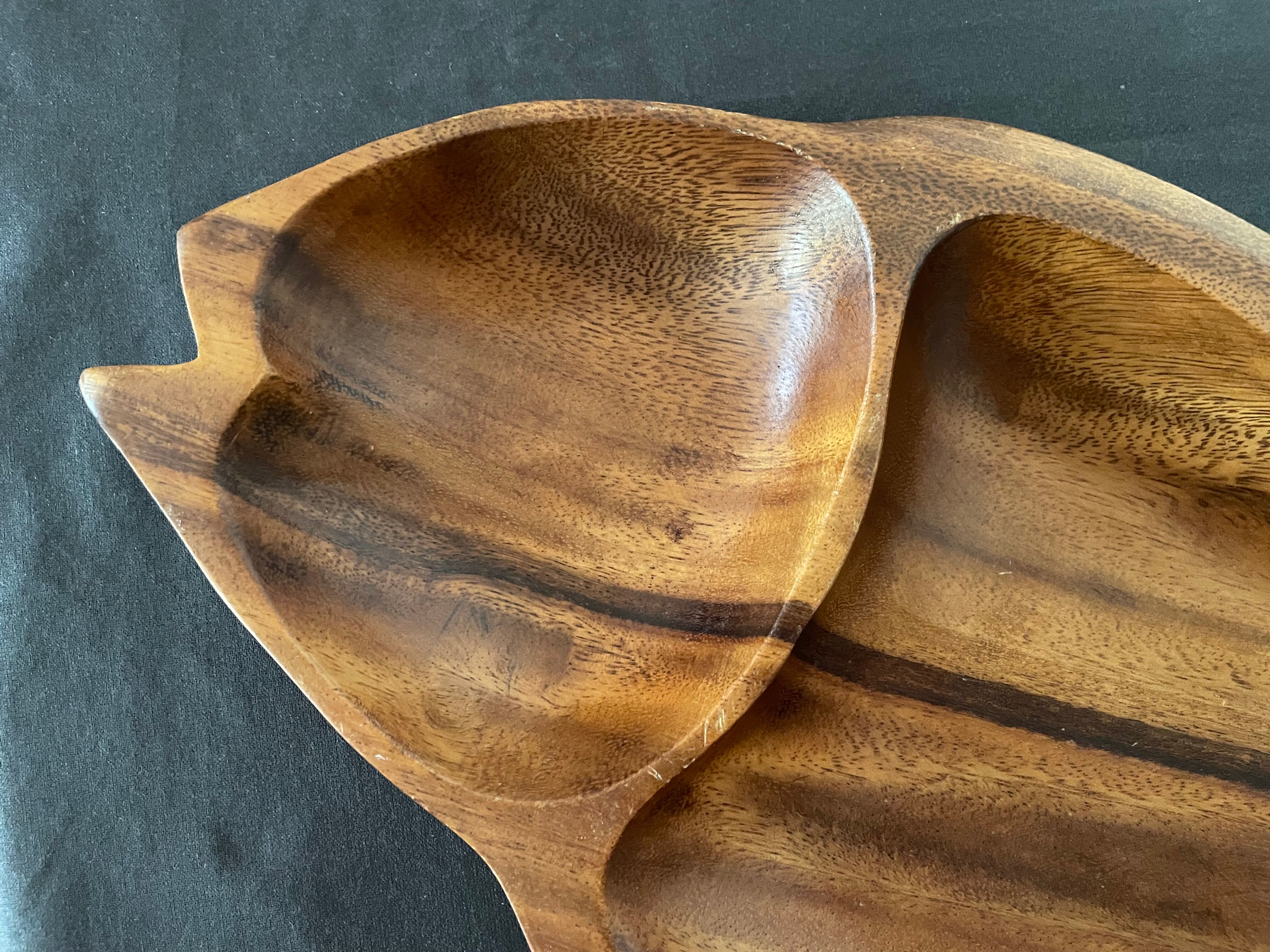 Wooden fish shaped dish